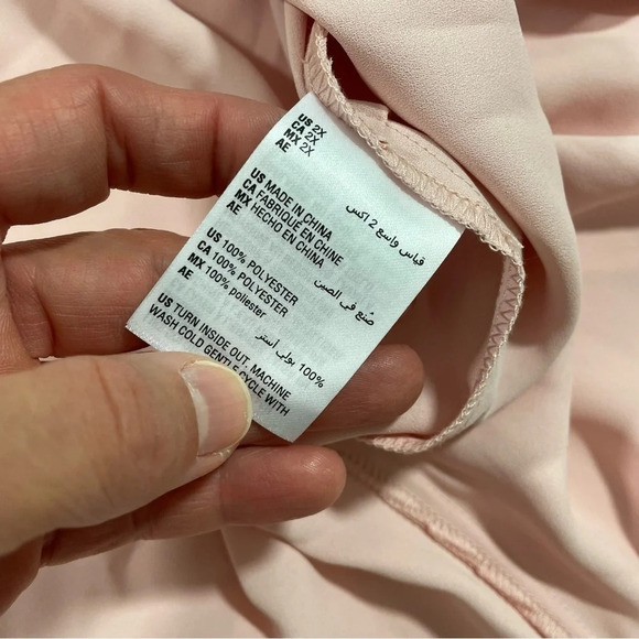 New Bar III Plus Long Sleeve Tie Neck Blouse Ruffle Shoulder - Picture 5 of 7